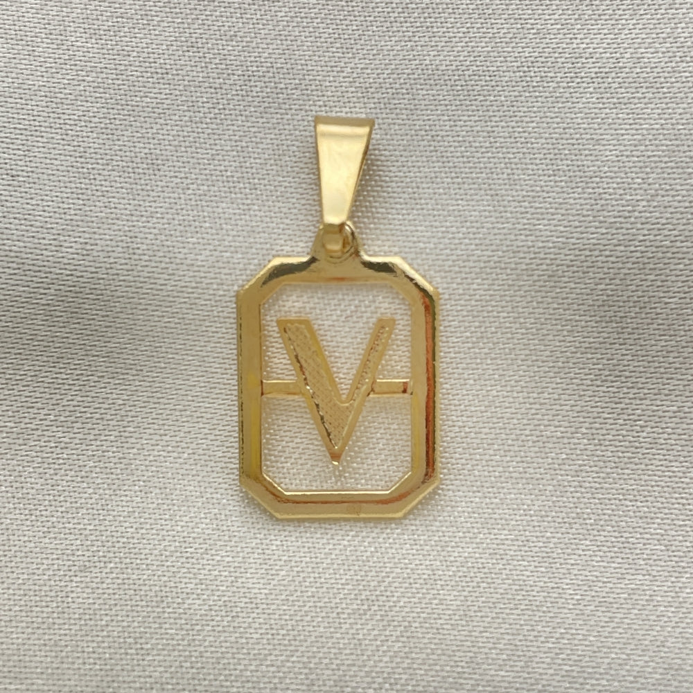 Oro Laminado Fancy Pendant, Gold Filled Style Initials Design, Polished, Golden Finish