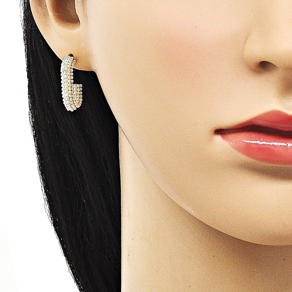 Oro Laminado Stud Earring, Gold Filled Style with Ivory Pearl, Polished, Golden Finish