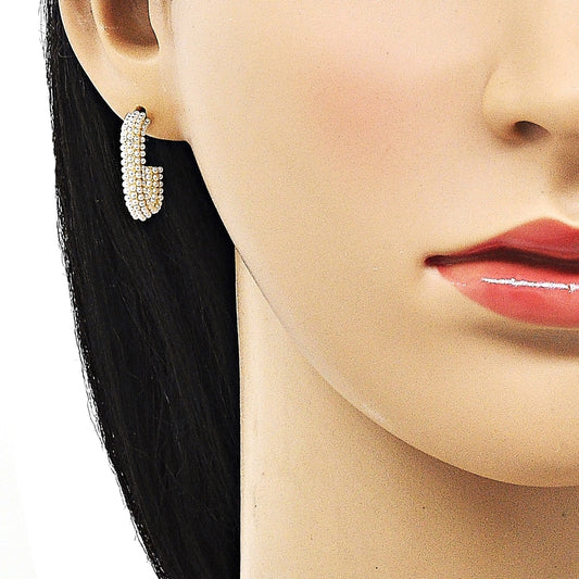 Oro Laminado Stud Earring, Gold Filled Style with Ivory Pearl, Polished, Golden Finish