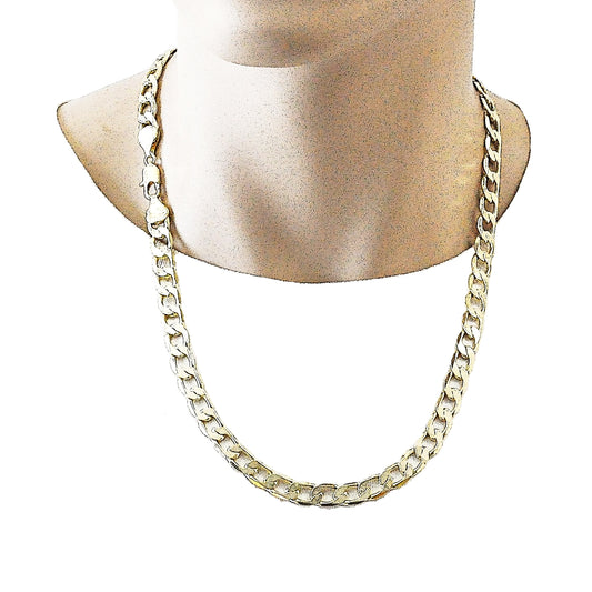 Oro Laminado Basic Necklace, Gold Filled Style Curb Design, Polished, Golden Finish