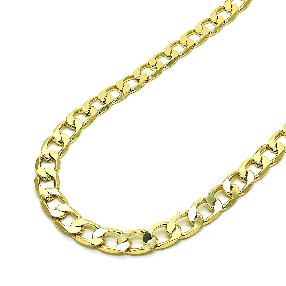 Oro Laminado Basic Necklace, Gold Filled Style Curb Design, Polished, Golden Finish
