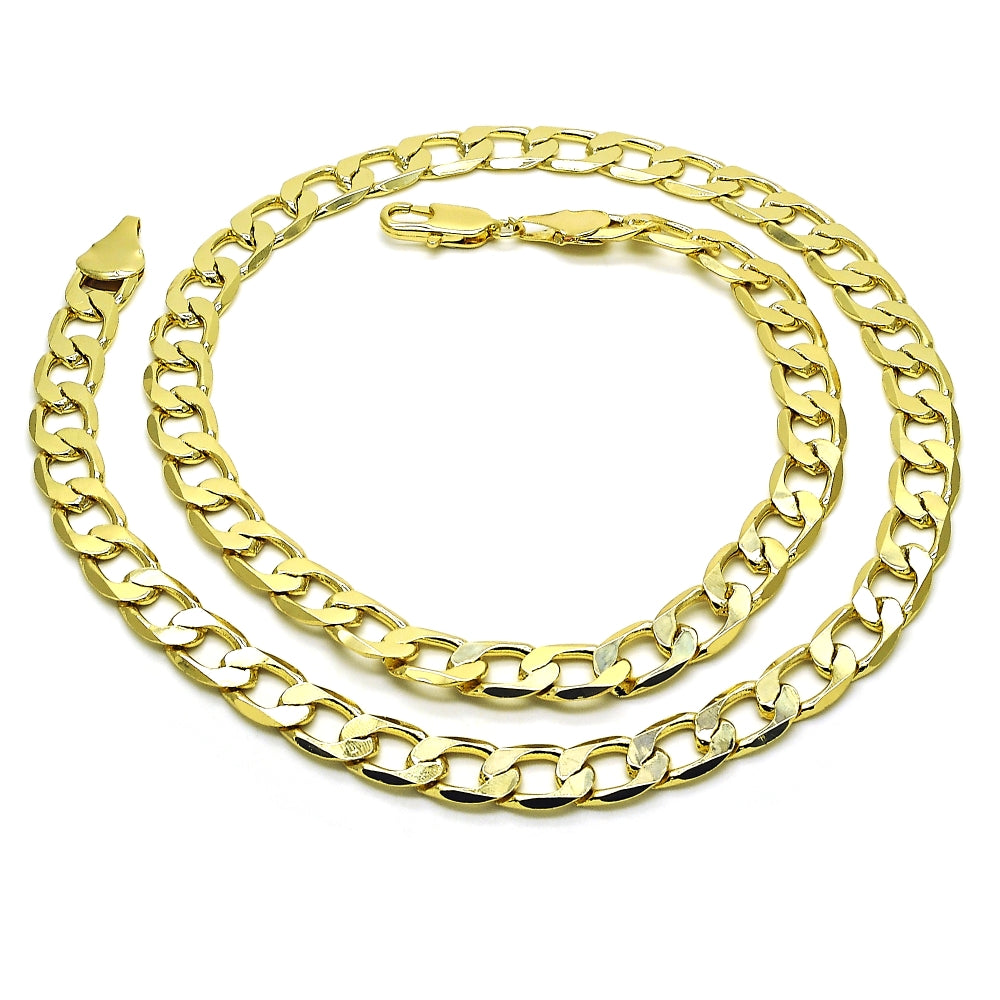 Oro Laminado Basic Necklace, Gold Filled Style Curb Design, Polished, Golden Finish