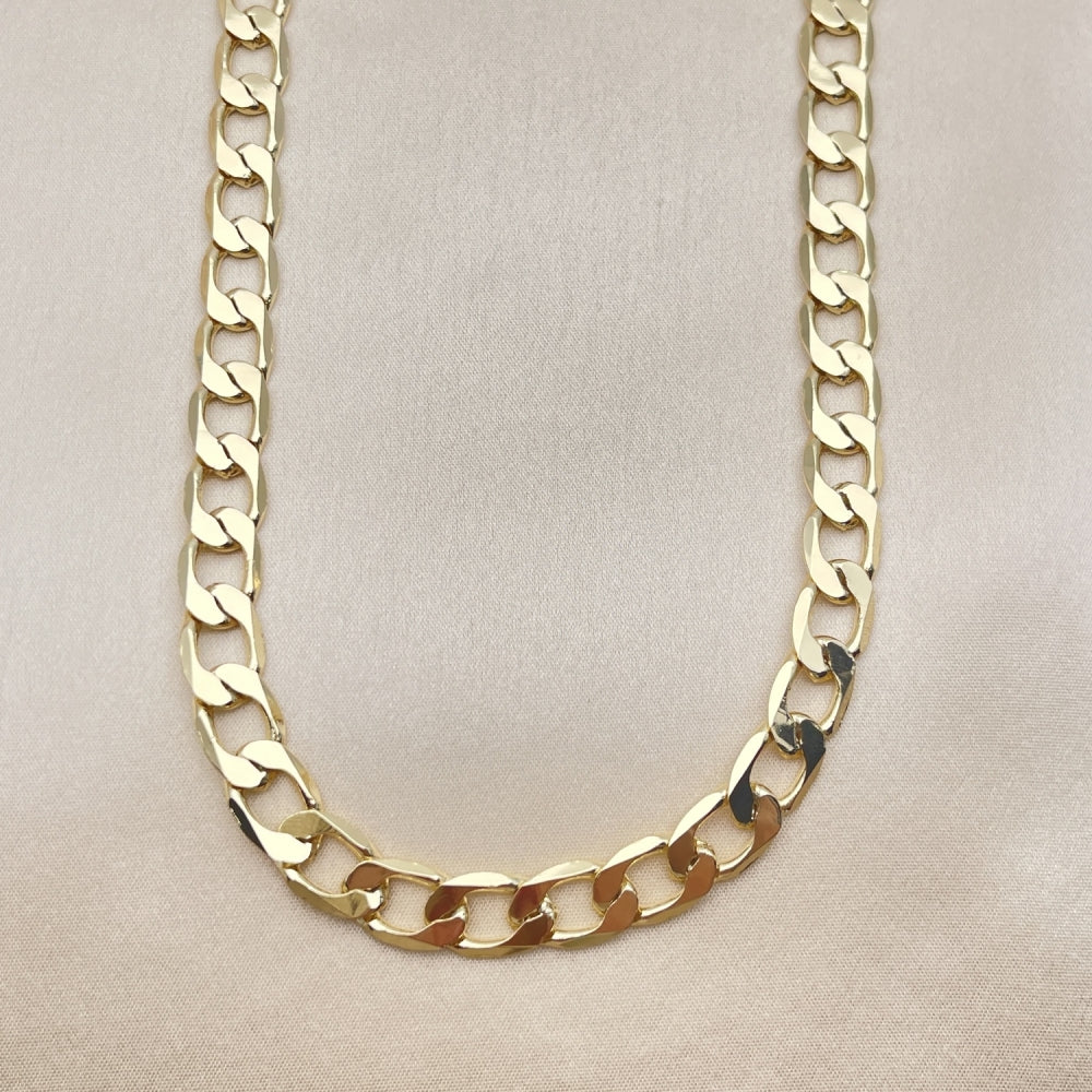 Oro Laminado Basic Necklace, Gold Filled Style Curb Design, Polished, Golden Finish