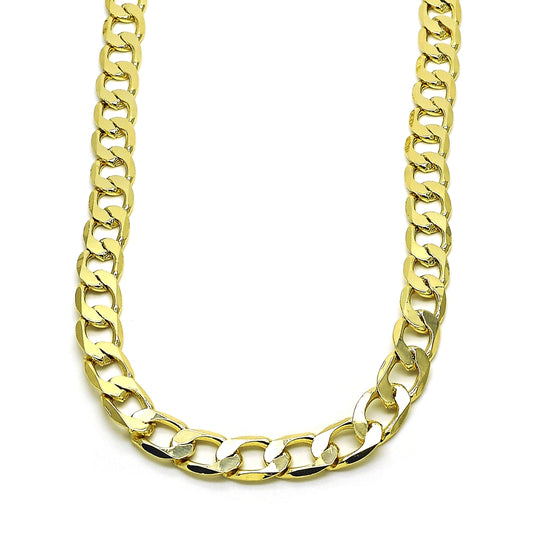 Oro Laminado Basic Necklace, Gold Filled Style Curb Design, Polished, Golden Finish