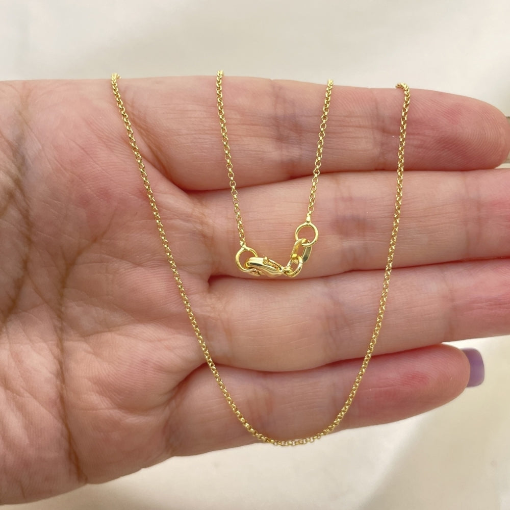 Oro Laminado Basic Necklace, Gold Filled Style Rolo Design, Polished, Golden Finish