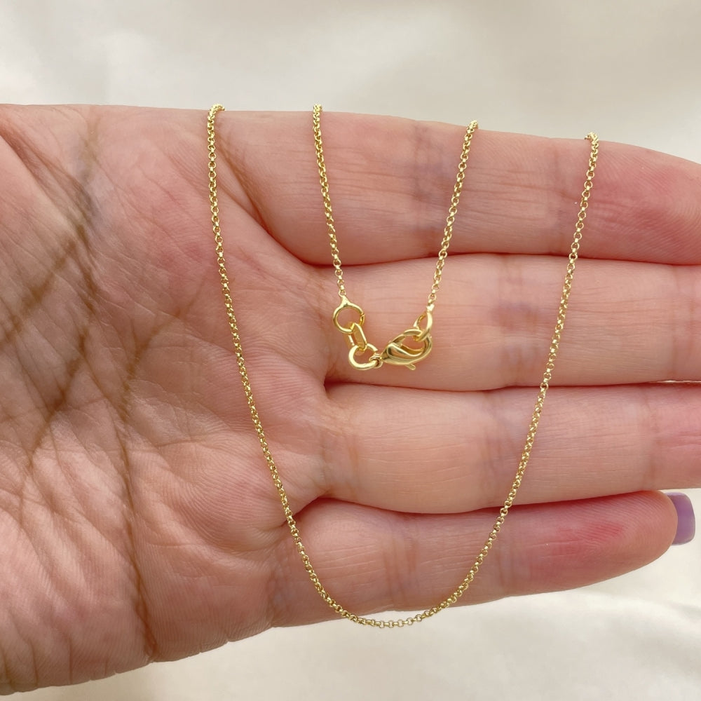 Oro Laminado Basic Necklace, Gold Filled Style Rolo Design, Polished, Golden Finish