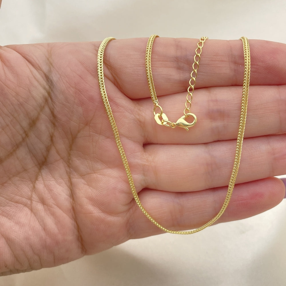 Oro Laminado Basic Necklace, Gold Filled Style Curb Design, Polished, Golden Finish
