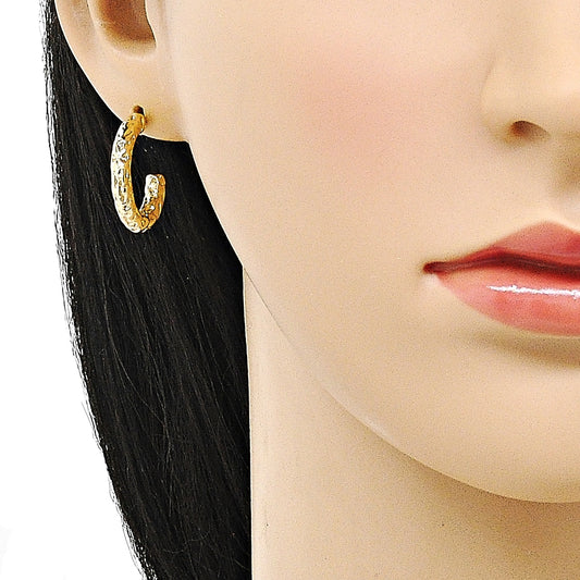 Oro Laminado Small Hoop, Gold Filled Style Diamond Cutting Finish, Golden Finish