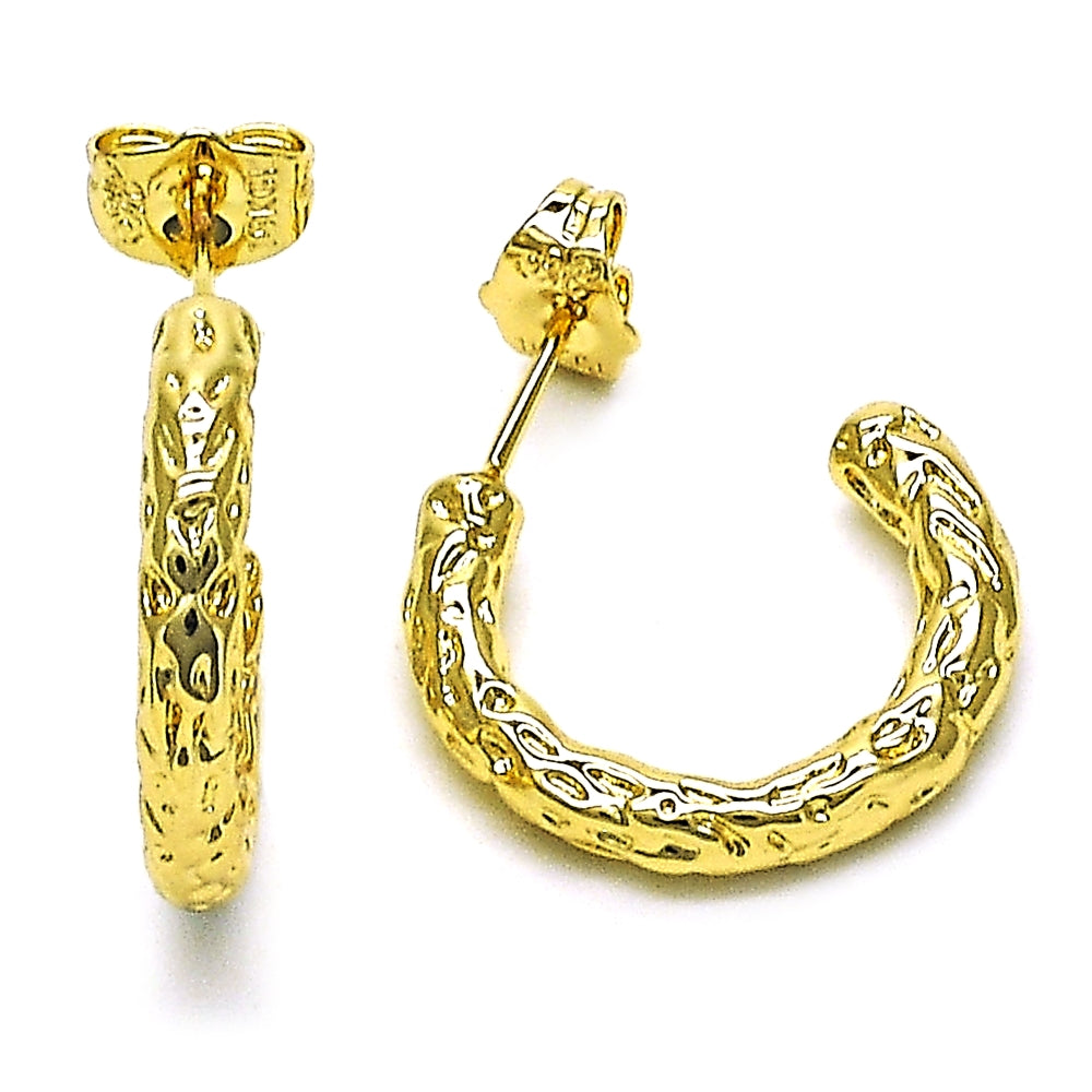 Oro Laminado Small Hoop, Gold Filled Style Diamond Cutting Finish, Golden Finish
