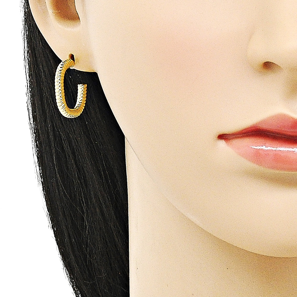 Oro Laminado Small Hoop, Gold Filled Style Diamond Cutting Finish, Golden Finish