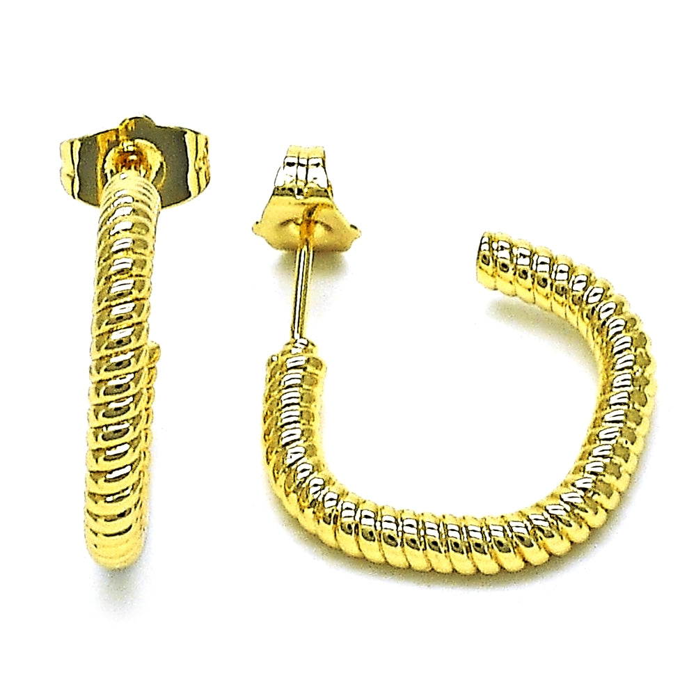Oro Laminado Small Hoop, Gold Filled Style Diamond Cutting Finish, Golden Finish