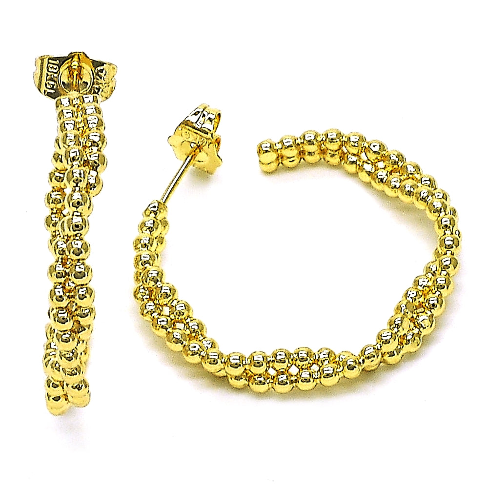 Oro Laminado Medium Hoop, Gold Filled Style Twist Design, Polished, Golden Finish