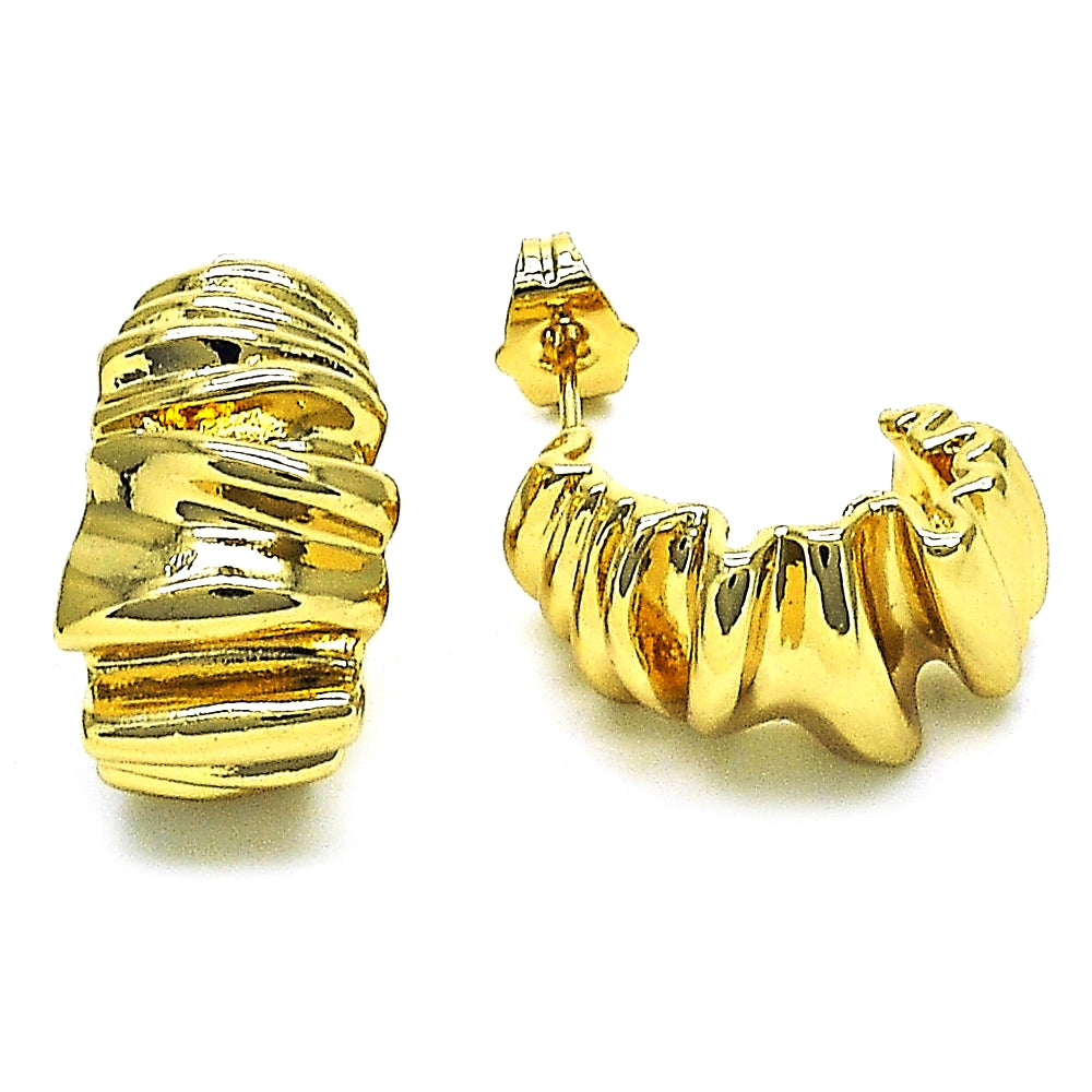 Oro Laminado Stud Earring, Gold Filled Style Diamond Cutting Finish, Golden Finish