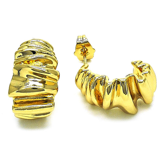 Oro Laminado Stud Earring, Gold Filled Style Diamond Cutting Finish, Golden Finish