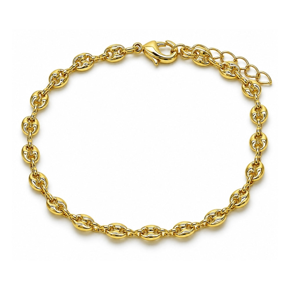 Oro Laminado Basic Bracelet, Gold Filled Style Puff Mariner Design, Polished, Golden Finish