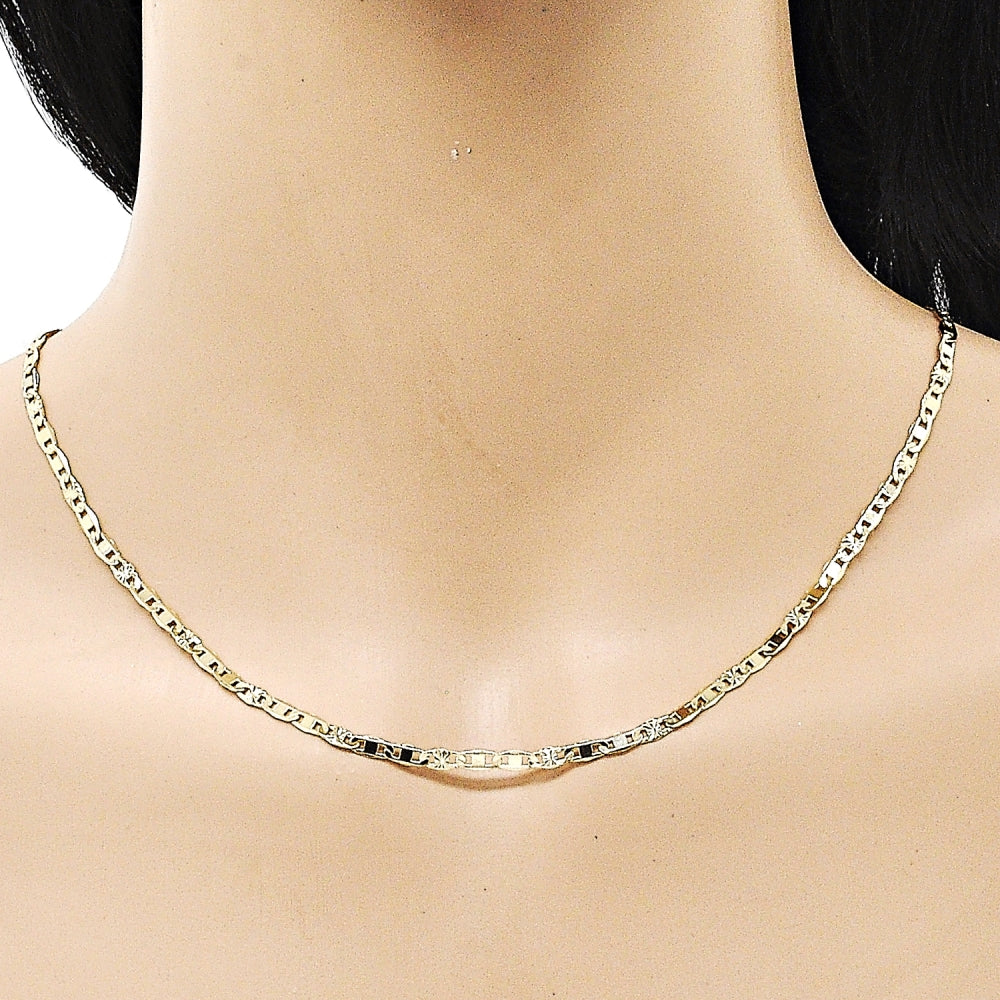 Oro Laminado Basic Necklace, Gold Filled Style Mariner Design, Diamond Cutting Finish, Golden Finish