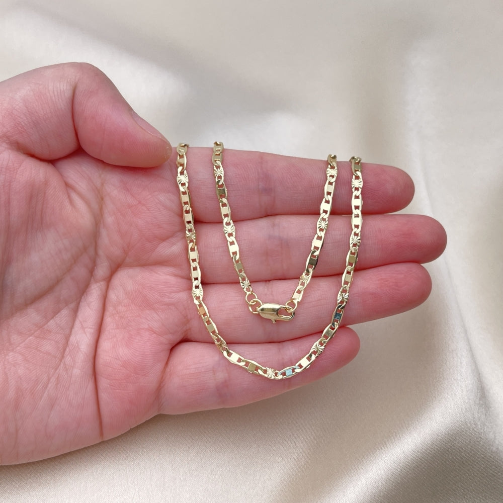 Oro Laminado Basic Necklace, Gold Filled Style Mariner Design, Diamond Cutting Finish, Golden Finish