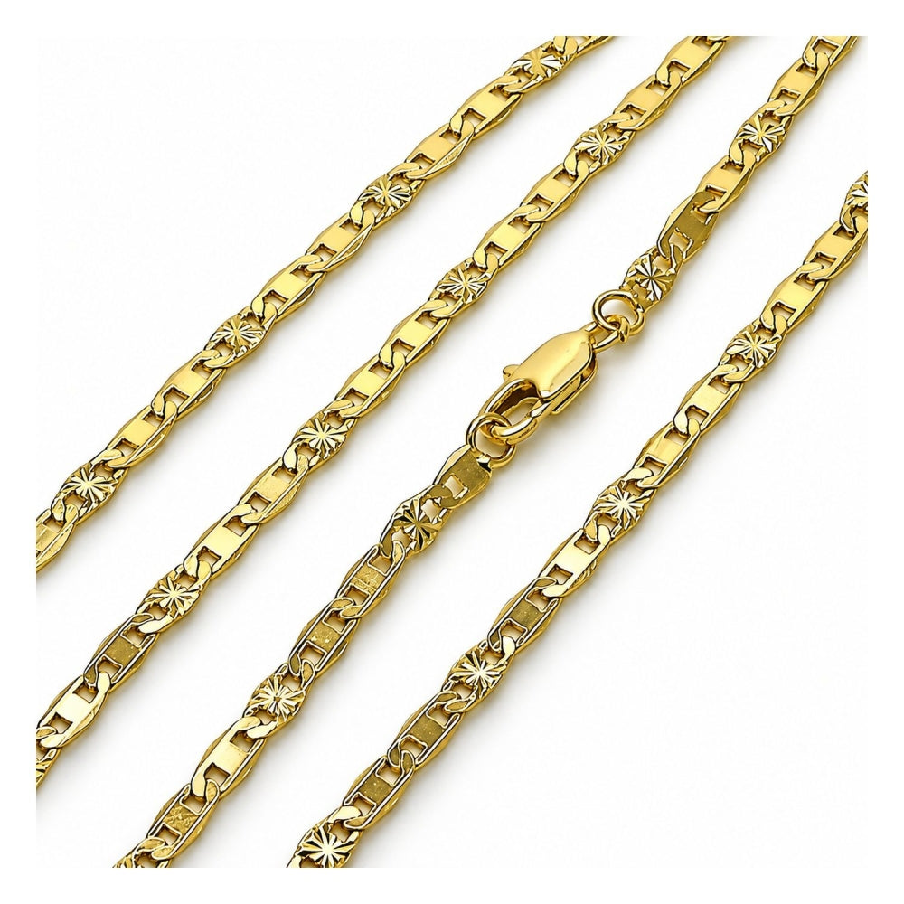 Oro Laminado Basic Necklace, Gold Filled Style Mariner Design, Diamond Cutting Finish, Golden Finish