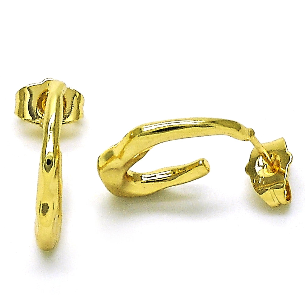 Oro Laminado Stud Earring, Gold Filled Style Polished, Golden Finish