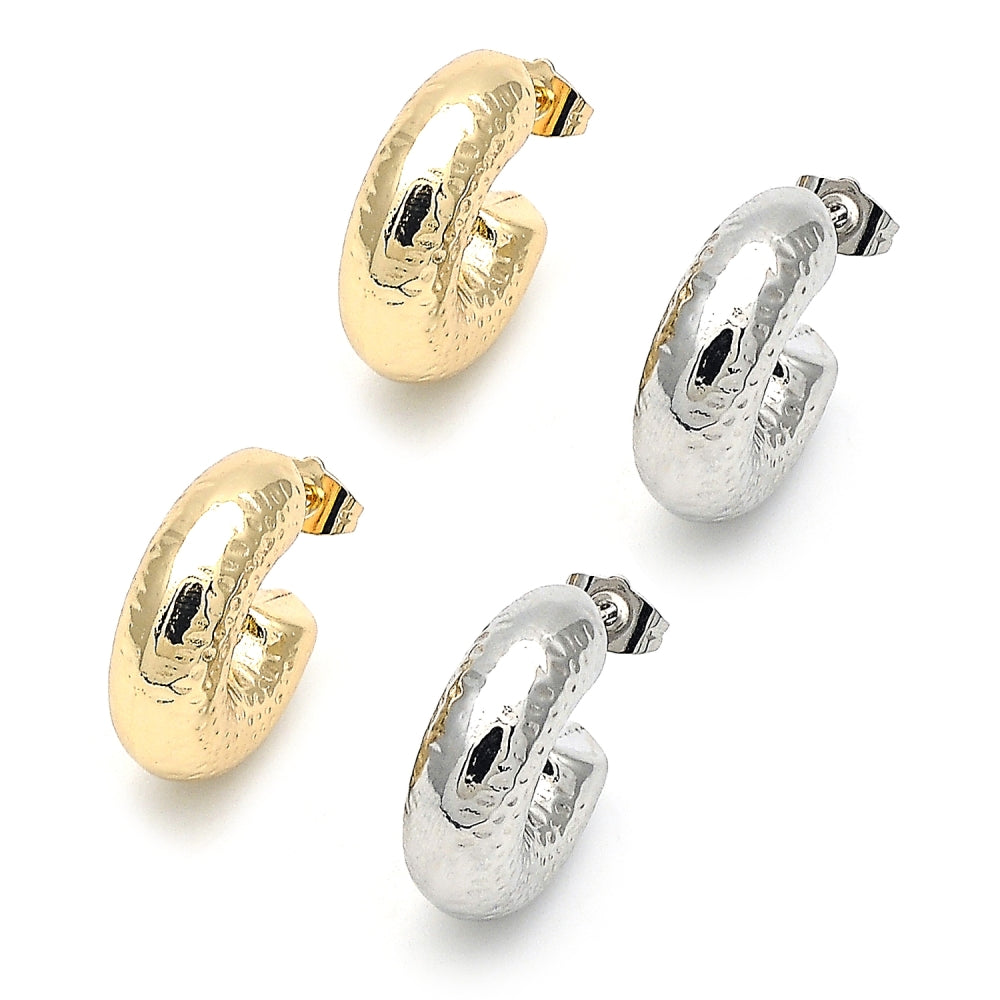 Oro Laminado Small Hoop, Gold Filled Style Hollow Design, Polished, Golden Finish
