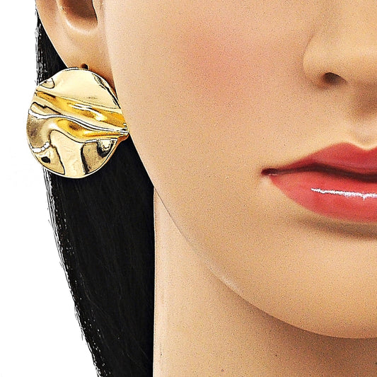 Oro Laminado Stud Earring, Gold Filled Style Polished, Golden Finish
