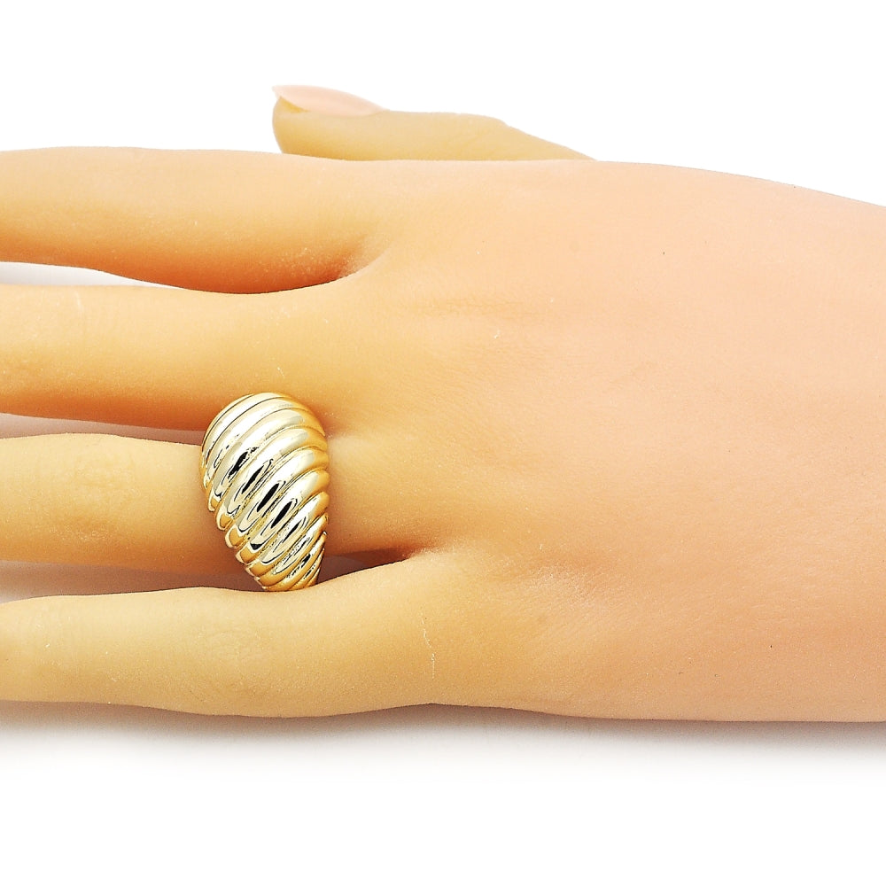 Oro Laminado Elegant Ring, Gold Filled Style Twist Design, Polished, Golden Finish