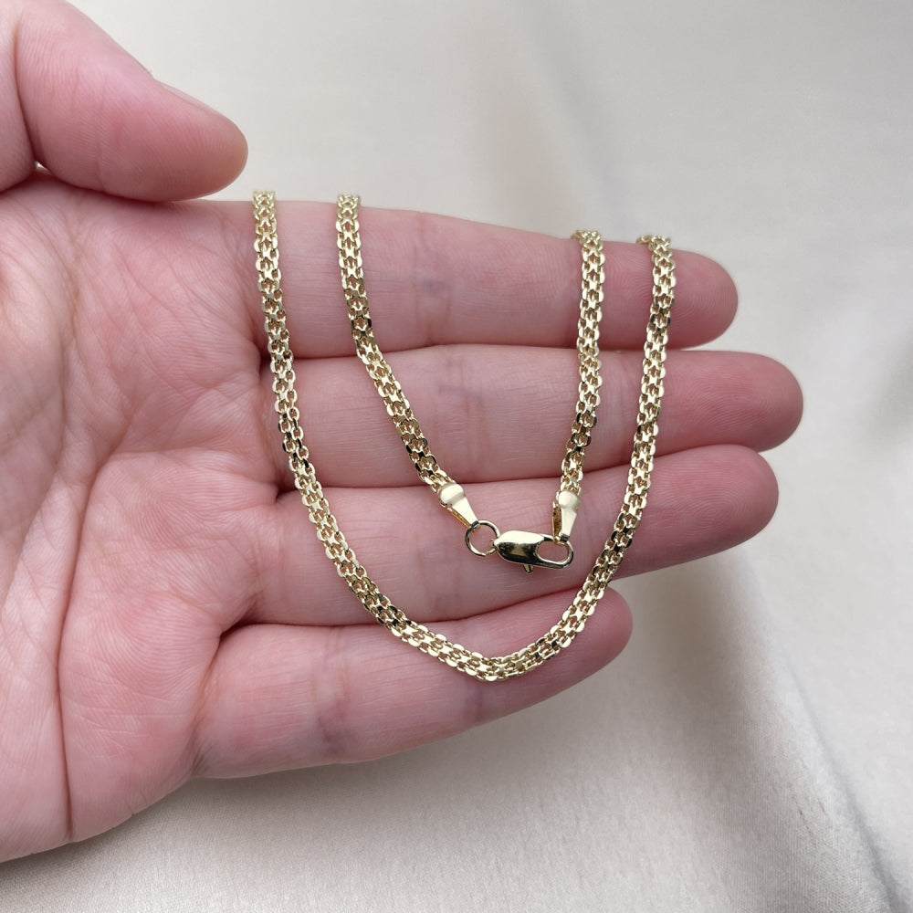 Oro Laminado Basic Necklace, Gold Filled Style Bismark Design, Polished, Golden Finish