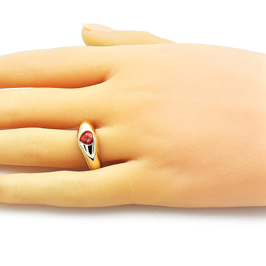 Oro Laminado Multi Stone Ring, Gold Filled Style Heart Design, with Garnet Cubic Zirconia, Polished, Golden Finish
