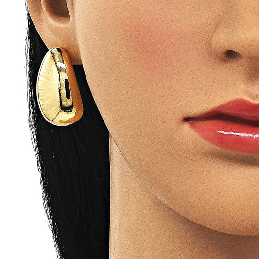 Oro Laminado Stud Earring, Gold Filled Style Teardrop Design, Polished, Golden Finish