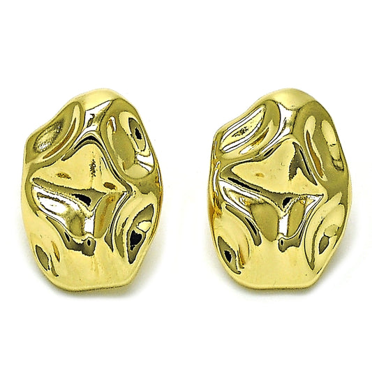 Oro Laminado Stud Earring, Gold Filled Style Polished, Golden Finish