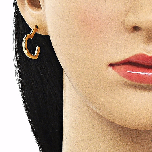 Oro Laminado Stud Earring, Gold Filled Style Heart Design, Polished, Golden Finish
