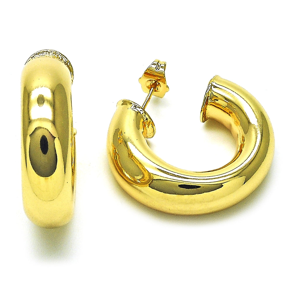Oro Laminado Medium Hoop, Gold Filled Style Hollow Design, Polished, Golden Finish