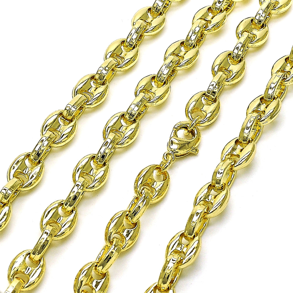 Oro Laminado Fancy Necklace, Gold Filled Style Puff Mariner Design, Polished, Golden Finish