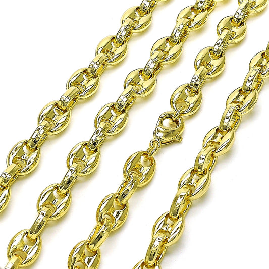 Oro Laminado Fancy Necklace, Gold Filled Style Puff Mariner Design, Polished, Golden Finish