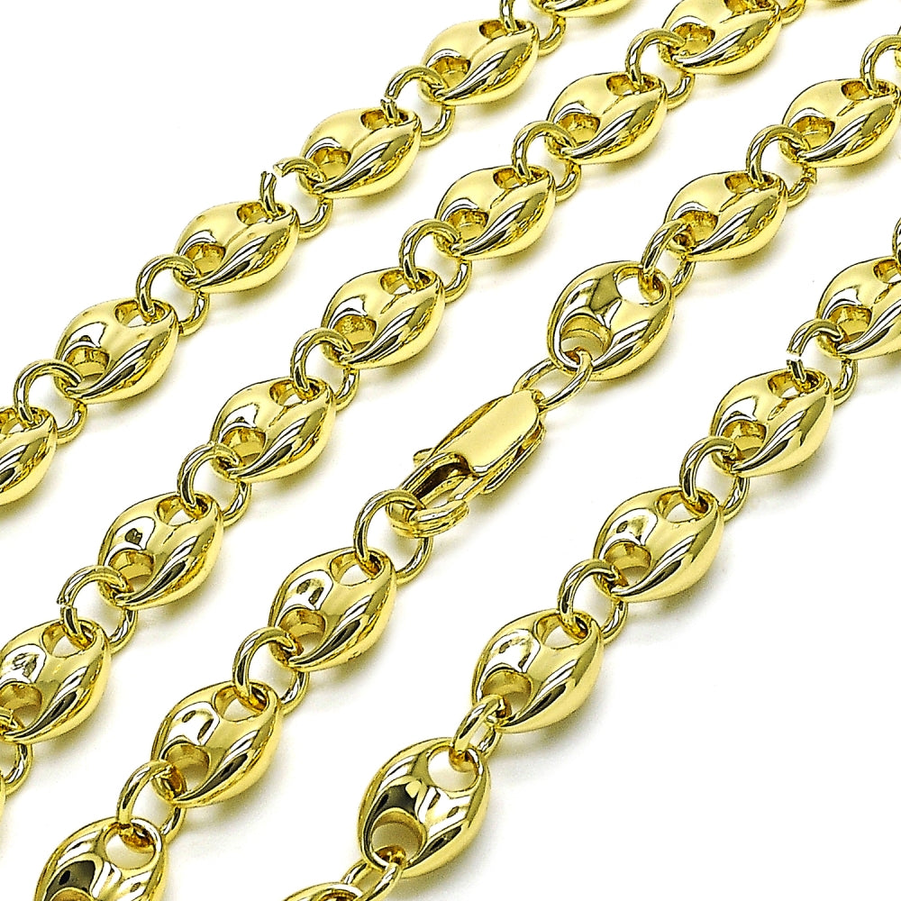 Oro Laminado Fancy Necklace, Gold Filled Style Puff Mariner Design, Polished, Golden Finish