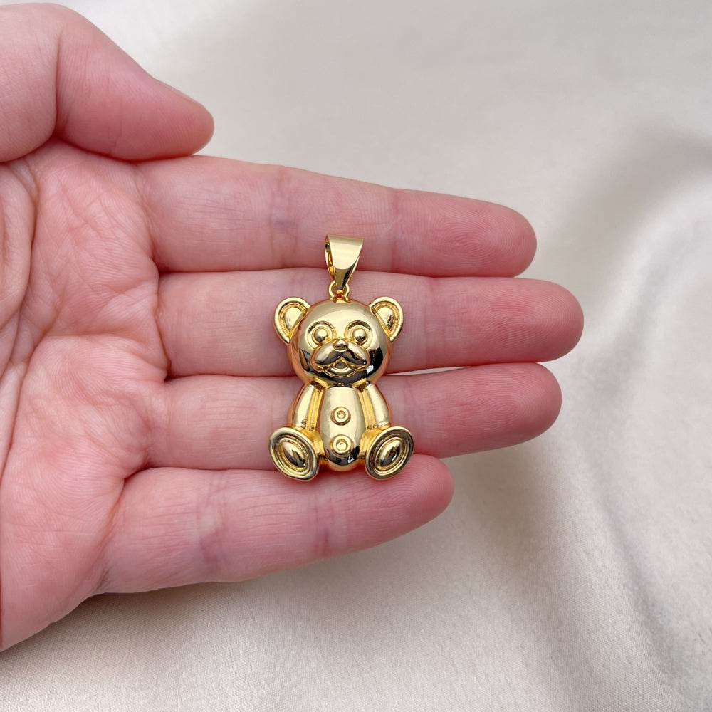 Oro Laminado Fancy Pendant, Gold Filled Style Teddy Bear Design, Polished, Golden Finish