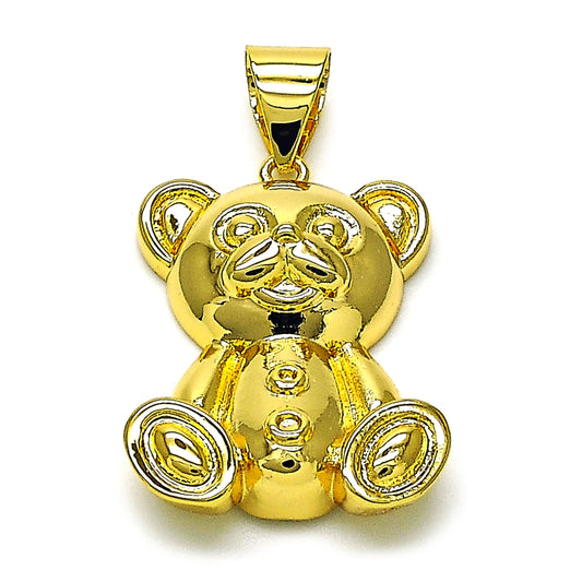 Oro Laminado Fancy Pendant, Gold Filled Style Teddy Bear Design, Polished, Golden Finish
