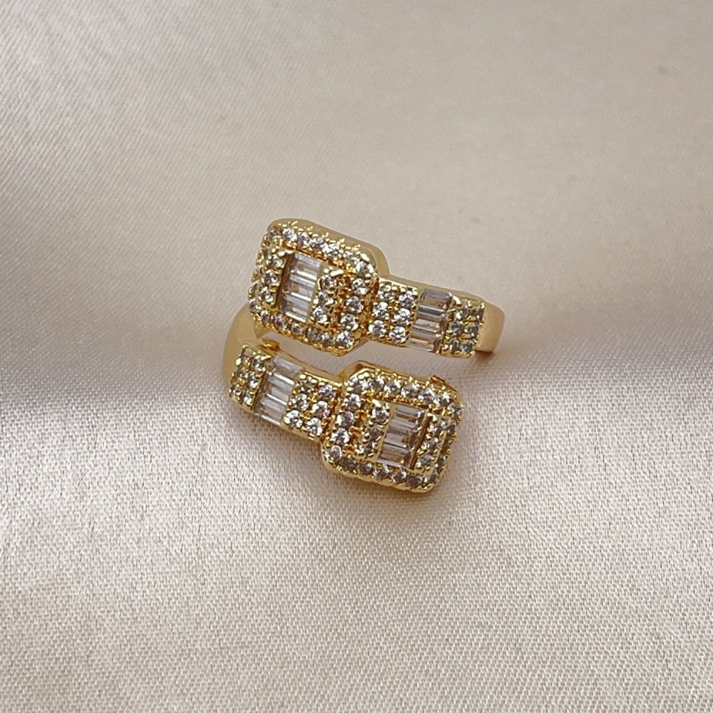 Oro Laminado Multi Stone Ring, Gold Filled Style Baguette Design, with White Cubic Zirconia and White Micro Pave, Polished, Golden Finish