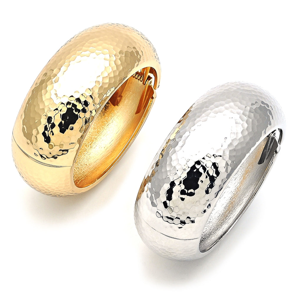 Oro Laminado Individual Bangle, Gold Filled Style Disco Design, Polished, Golden Finish
