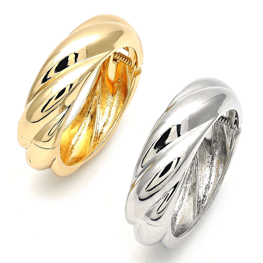 Oro Laminado Individual Bangle, Gold Filled Style Twist Design, Polished, Golden Finish