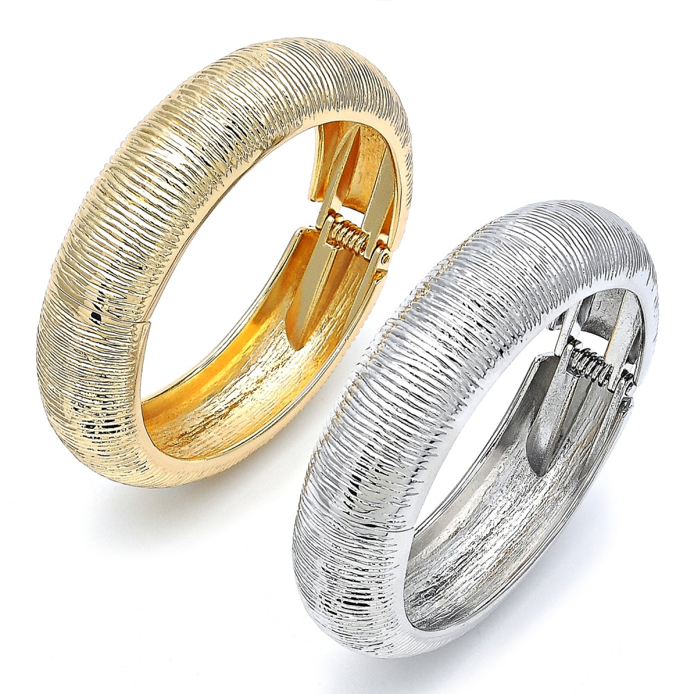 Oro Laminado Individual Bangle, Gold Filled Style Brushed Finish, Golden Finish