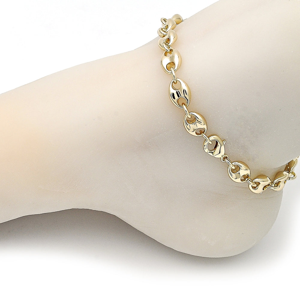 Oro Laminado Fancy Bracelet, Gold Filled Style Puff Mariner Design, Polished, Golden Finish