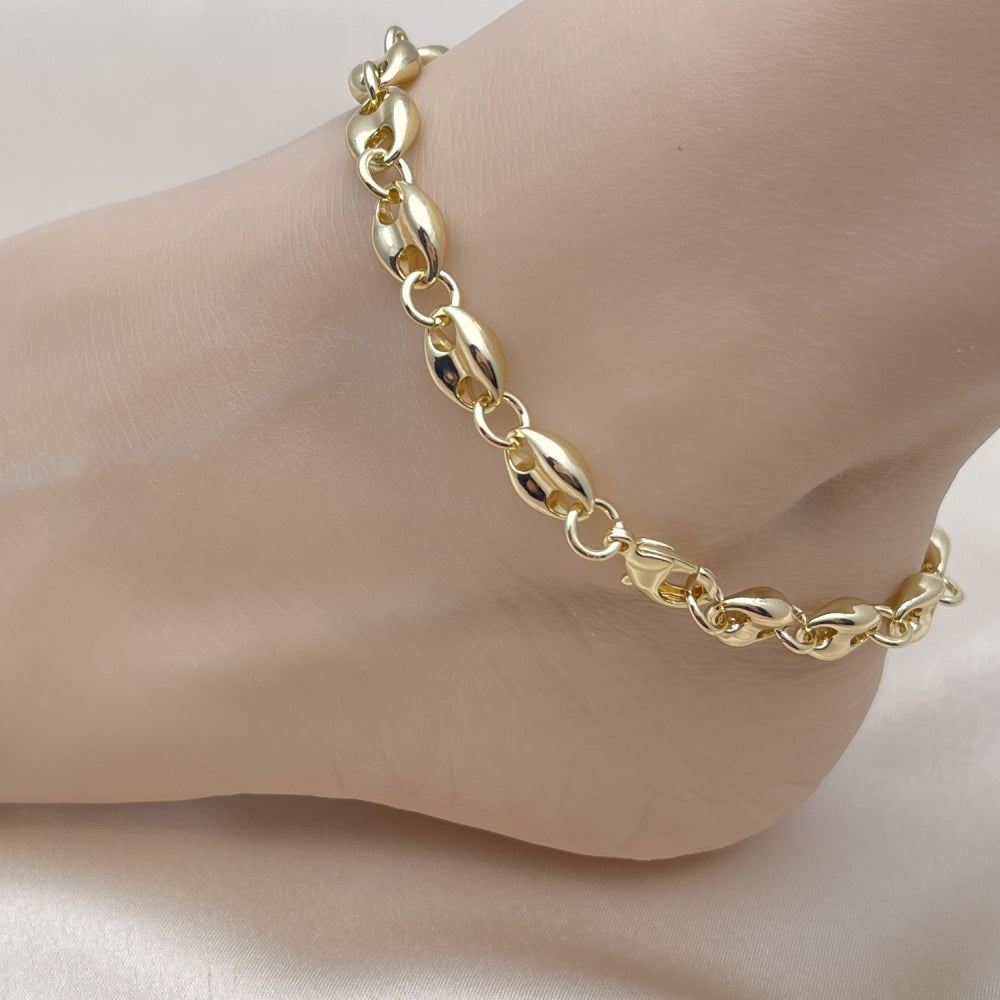 Oro Laminado Fancy Bracelet, Gold Filled Style Puff Mariner Design, Polished, Golden Finish
