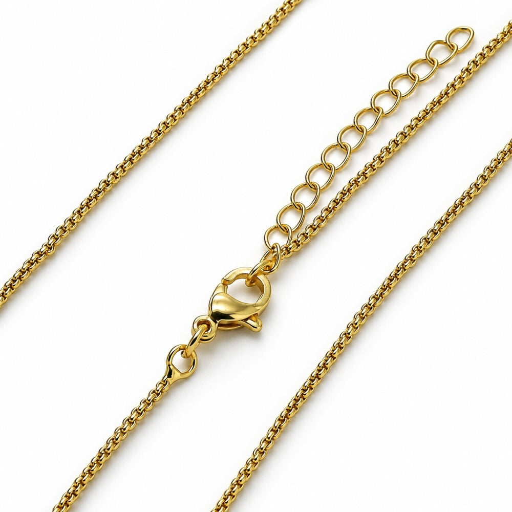 Oro Laminado Basic Necklace, Gold Filled Style Box Design, Polished, Golden Finish
