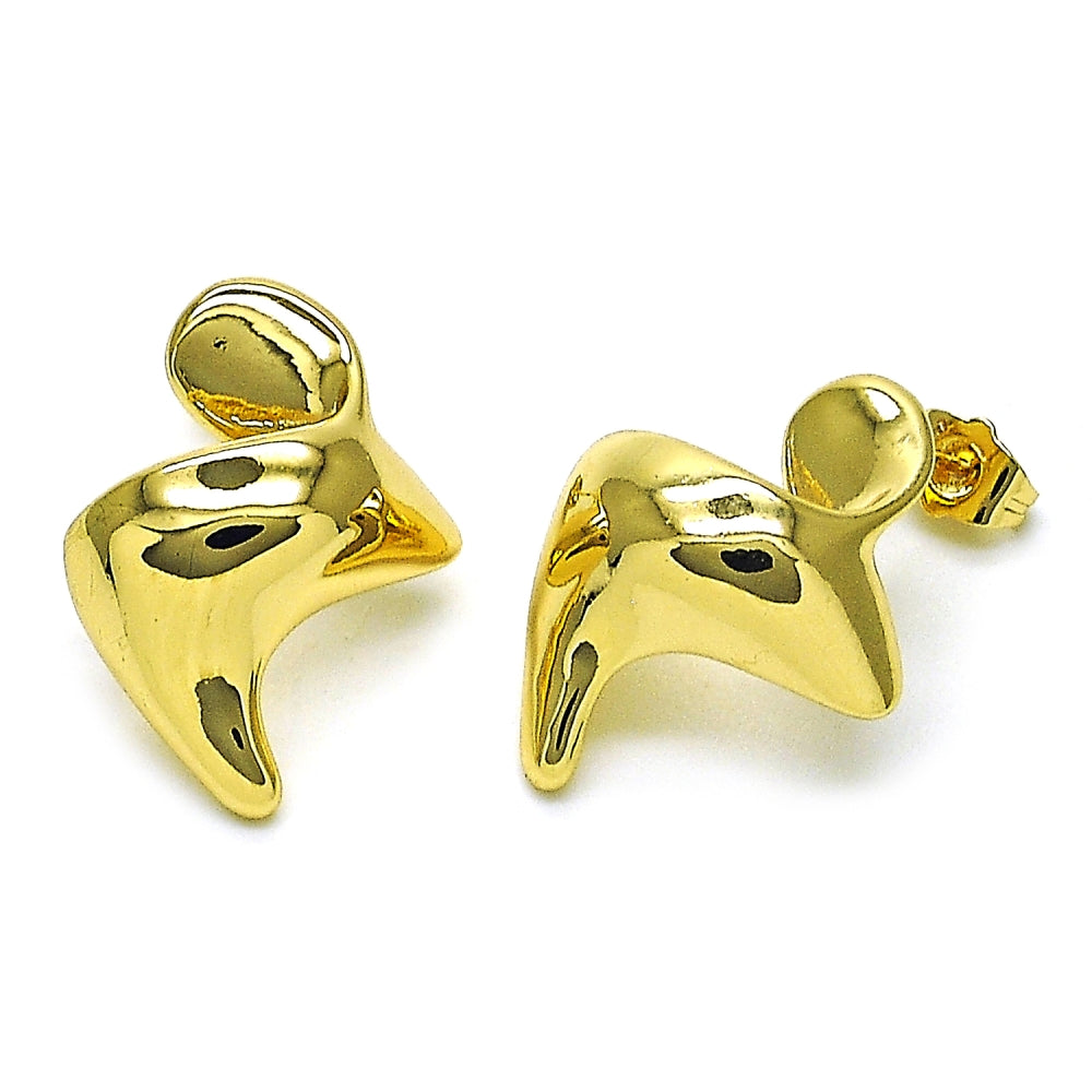 Oro Laminado Stud Earring, Gold Filled Style Polished, Golden Finish