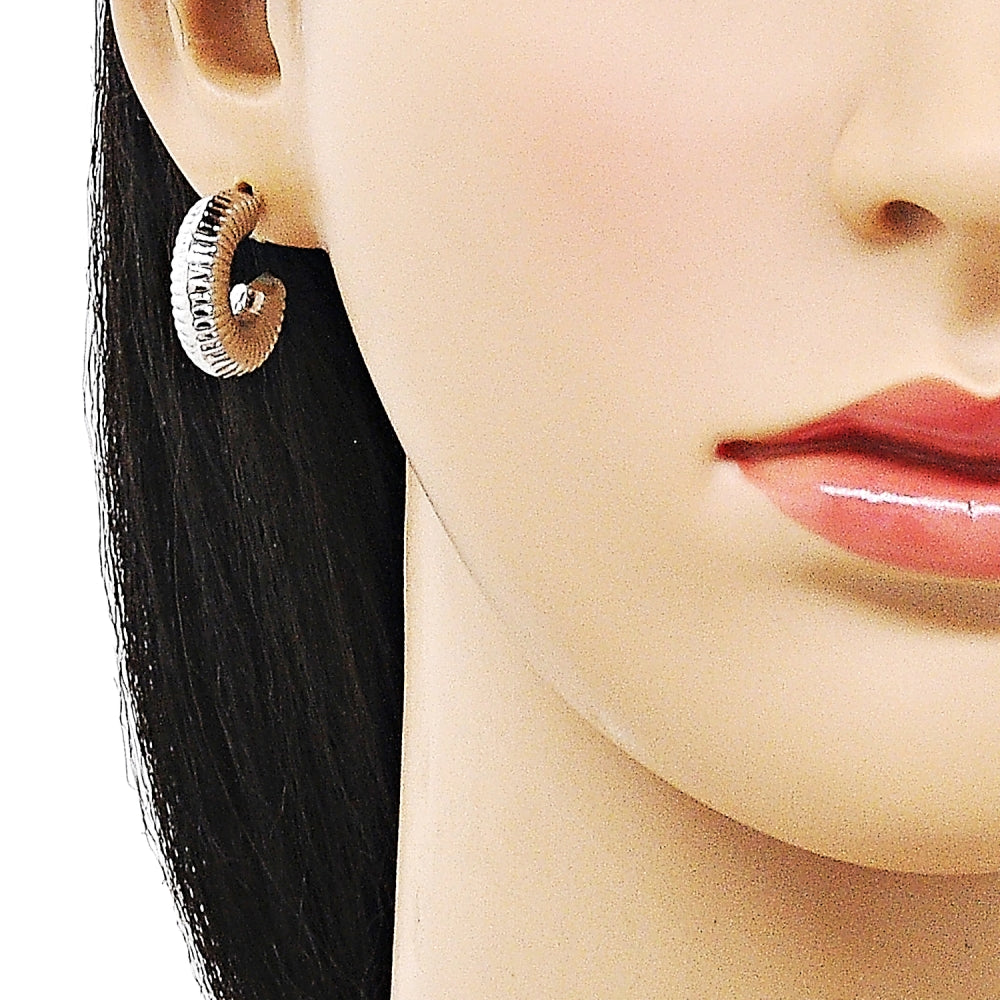 Rhodium Gold Filled Small Hoop, Hollow Design, Diamond Cutting Finish, Rhodium Finish