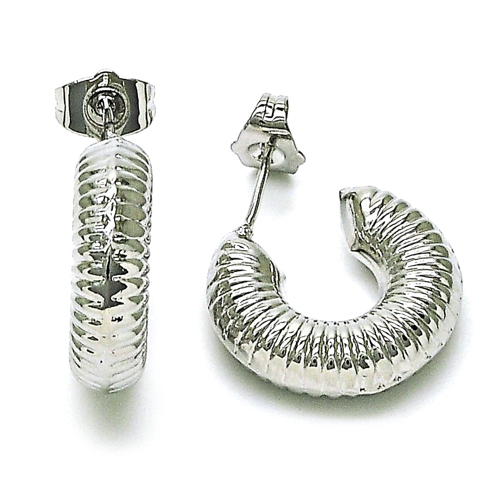 Rhodium Gold Filled Small Hoop, Hollow Design, Diamond Cutting Finish, Rhodium Finish