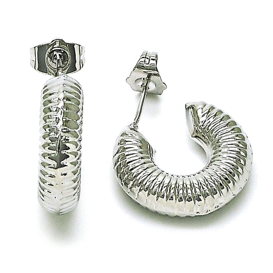 Rhodium Gold Filled Small Hoop, Hollow Design, Diamond Cutting Finish, Rhodium Finish