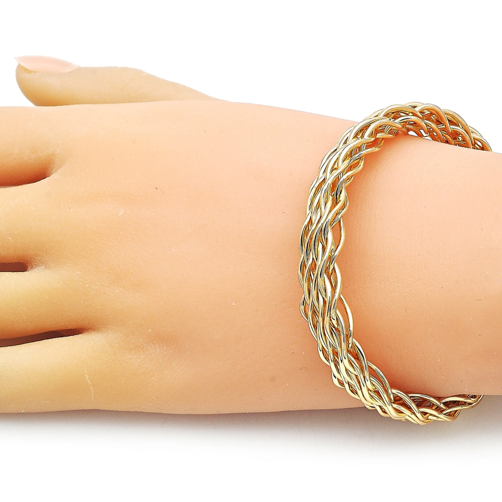 Oro Laminado Individual Bangle, Gold Filled Style Twist Design, Polished, Golden Finish