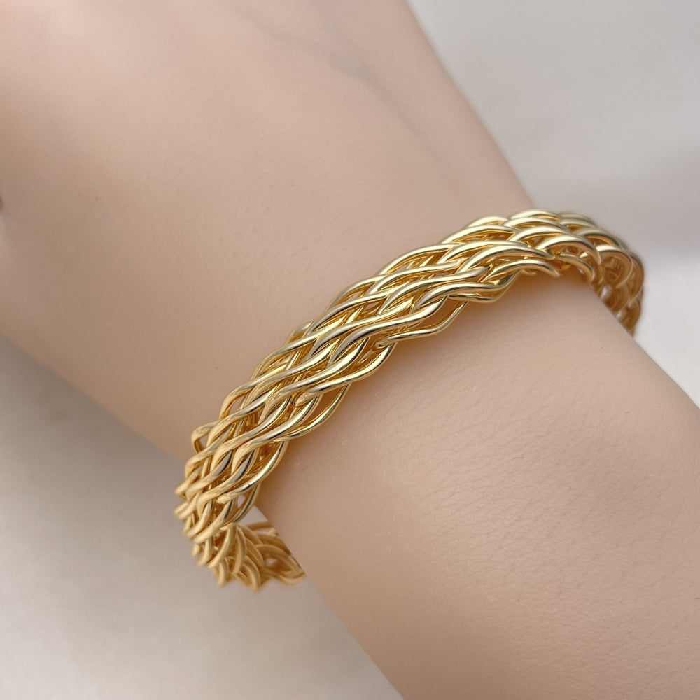 Oro Laminado Individual Bangle, Gold Filled Style Twist Design, Polished, Golden Finish